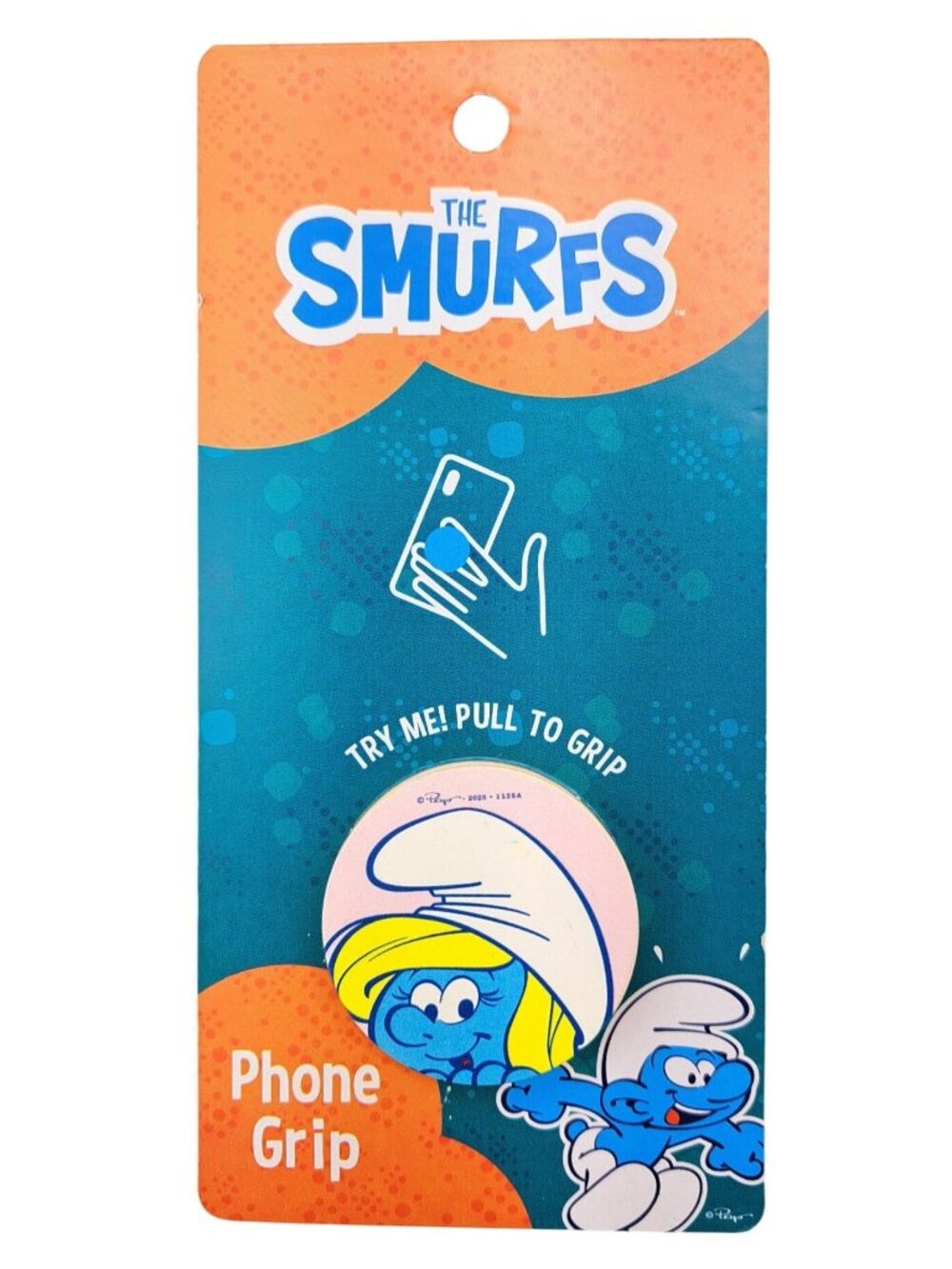 The Smurfs Smurfette Cell Phone Grip Accessory Blue Peyo Stand Pink Pop Up New
